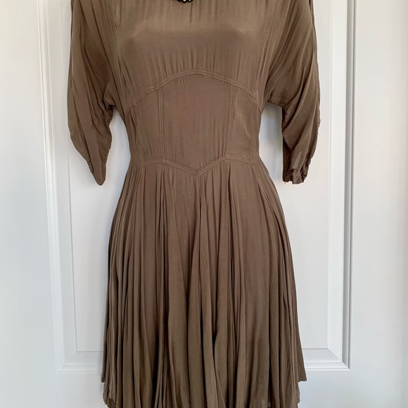 Mango midi dress khaki size 4 - Picture 5 of 9